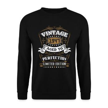 Vintage cadeau d'anniversaire né en 1947 rétro - Sweat-shirt Unisexe - noir - Devant - Alina (178cm) & Michal (187cm)