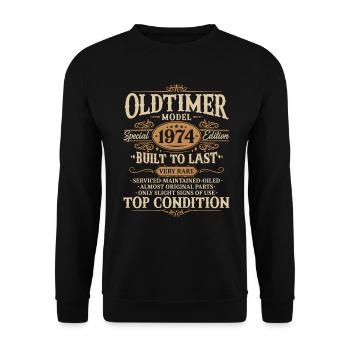 Vintage 1974 Vintage Born Birthday Gift - Unisex Sweatshirt - black - Front - Alina (178cm) & Michal (187cm)
