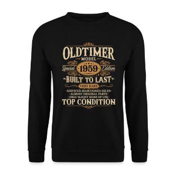 Oldtimer 1959 Jahrgang geboren Geburtstag Geschenk - Unisex Pullover - Schwarz - Vorne - Alina (178cm) & Michal (187cm)