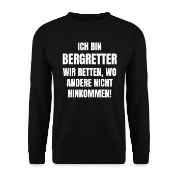 Ich bin Bergretter. - Unisex Pullover - Schwarz - Vorne - Alina (178cm) & Michal (187cm)