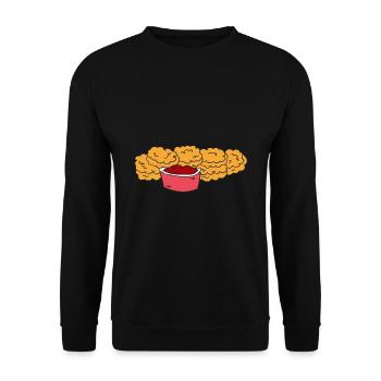 Funny Nugget Leben Humor Chicken Nuggets - Unisex Pullover - Schwarz - Vorne - Alina (178cm) & Michal (187cm)