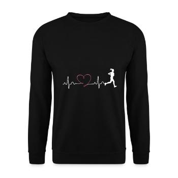 Läuferin Joggen Joggerin Pulsfrequenz Geschenk - Unisex Pullover - Schwarz - Vorne - Alina (178cm) & Michal (187cm)