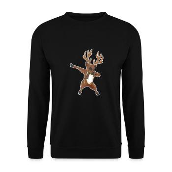 Dabbing Rentier Tanz lustiges Geschenk Weihnachten - Unisex Pullover - Schwarz - Vorne - Alina (178cm) & Michal (187cm)