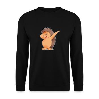 Dabbing Igel Tanz lustiges Geschenk Weihnachten - Unisex Pullover - Schwarz - Vorne - Alina (178cm) & Michal (187cm)