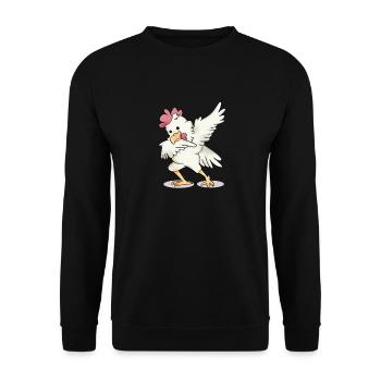 Dabbing chicken rooster cock dance funny gift - Unisex Sweatshirt - black - Front - Alina (178cm) & Michal (187cm)