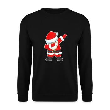 Dabbing Weihnachtsmann Tanz lustig Geschenk Santa - Unisex Pullover - Schwarz - Vorne - Alina (178cm) & Michal (187cm)