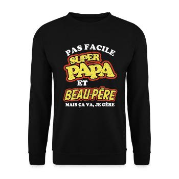 Super papa et beau père - Sweat-shirt Unisexe - noir - Devant - Alina (178cm) & Michal (187cm)