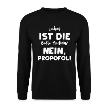 Lachen Ist Die Beste Medizin? Ne... - Unisex Pullover - Schwarz - Vorne - Alina (178cm) & Michal (187cm)