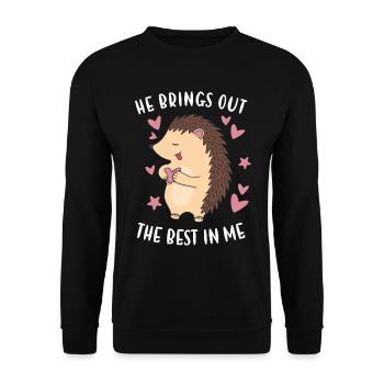 Hedgie He Brings Out The Best In Me Hedgehog - Unisex Sweatshirt - black - Front - Alina (178cm) & Michal (187cm)