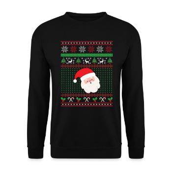 Weihnachtsmann, Weihnachtsgeschenk - Unisex Pullover - Schwarz - Vorne - Alina (178cm) & Michal (187cm)