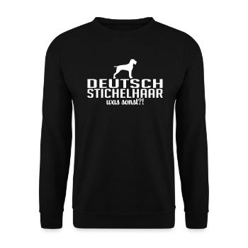 DEUTSCH STICHELHAAR was sonst Hunde Wilsigns - Unisex Pullover - Schwarz - Vorne - Alina (178cm) & Michal (187cm)
