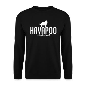 Havapoo what else Hundespruch Hunde Wilsigns - Unisex Pullover - Schwarz - Vorne - Alina (178cm) & Michal (187cm)