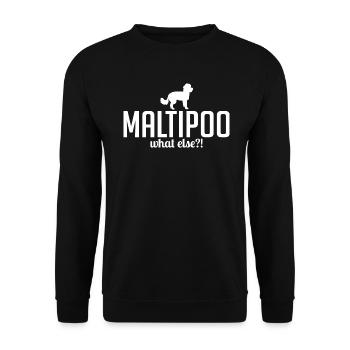 Maltipoo what else Hundespruch Hunde - Unisex Pullover - Schwarz - Vorne - Alina (178cm) & Michal (187cm)