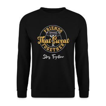Friends That Sweat Together Stay... - Unisex Pullover - Schwarz - Vorne - Alina (178cm) & Michal (187cm)