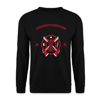Jugendfeuerwehr - Firefighter - Unisex Pullover - Schwarz - Vorne - Alina (178cm) & Michal (187cm)