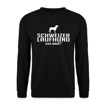 Schweizer Laufhund was sonst Hundespruch Hunde - Unisex Pullover - Schwarz - Vorne - Alina (178cm) & Michal (187cm)