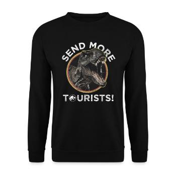 Jurassic Park T-Rex Send More Tourists! - Sweat-shirt Unisexe - noir - Devant - Alina (178cm) & Michal (187cm)