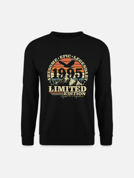 Jahrgang 1995 geboren Vintage Retro Geburtstag - Unisex Pullover - Schwarz