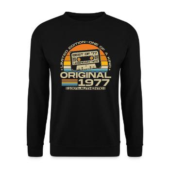 Original 1977 Vintage Cadeau d’anniversaire Rétro - Sweat-shirt Unisexe - noir - Devant - Alina (178cm) & Michal (187cm)