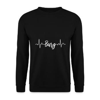 EKG Burg - Unisex Pullover - Schwarz - Vorne - Alina (178cm) & Michal (187cm)