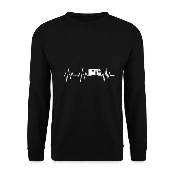Caravan Herzschlag Motorhome Camping - Unisex Sweatshirt - black - Front - Alina (178cm) & Michal (187cm)
