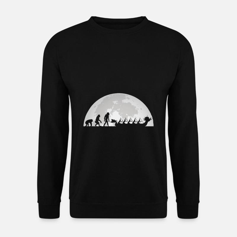 Evolution Drachenboot Mond Vollmond Paddler - Unisex Pullover - Schwarz