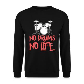 No Drums No Life - Schlagzeuger - Unisex Pullover - Schwarz - Vorne - Alina (178cm) & Michal (187cm)