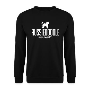 Aussiedoodle was sonst Hundespruch Hunde Wilsigns - Unisex Pullover - Schwarz - Vorne - Alina (178cm) & Michal (187cm)