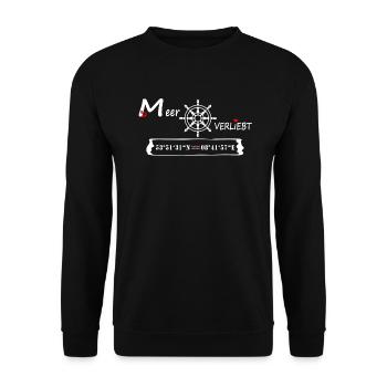 Cuxhaven - MeerVERLIEBT - (Koordinatenangabe) - Unisex Pullover - Schwarz - Vorne - Alina (178cm) & Michal (187cm)