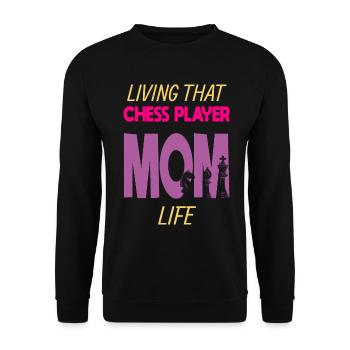 Living That Chess Player Mom Life Schach Mama - Unisex Pullover - Schwarz - Vorne - Alina (178cm) & Michal (187cm)