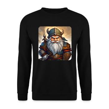 Petit gnome nain lutin grincheux - Sweat-shirt Unisexe - noir - Devant - Alina (178cm) & Michal (187cm)