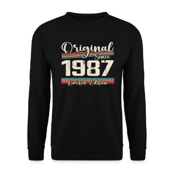 1987 Cadeau D’anniversaire Rétro Vintage 1987 - Sweat-shirt Unisexe - noir - Devant - Alina (178cm) & Michal (187cm)