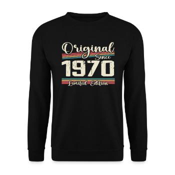1970 Cadeau D’anniversaire Rétro Vintage 1970 - Sweat-shirt Unisexe - noir - Devant - Alina (178cm) & Michal (187cm)