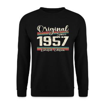 1957 Vintage Retro Geburtstagsgeschenk 1957 - Unisex Pullover - Schwarz - Vorne - Alina (178cm) & Michal (187cm)