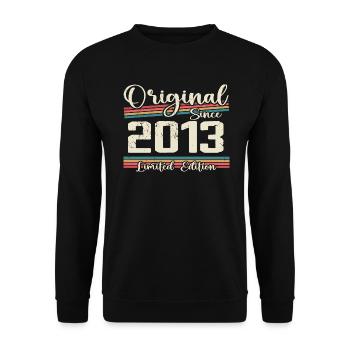2013 Vintage Retro Geburtstagsgeschenk 2013 - Unisex Pullover - Schwarz - Vorne - Alina (178cm) & Michal (187cm)