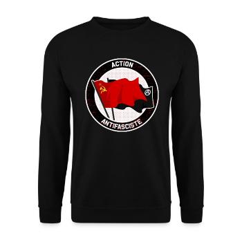 Action Antifascist - Unisex Sweatshirt - black - Front - Alina (178cm) & Michal (187cm)