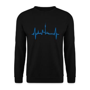 Munich Skyline Heartbeat Bavaria White Blue Munich - Unisex Sweatshirt - black - Front - Alina (178cm) & Michal (187cm)