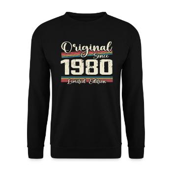 1980 Cadeau D’anniversaire Rétro Vintage 1980 - Sweat-shirt Unisexe - noir - Devant - Alina (178cm) & Michal (187cm)