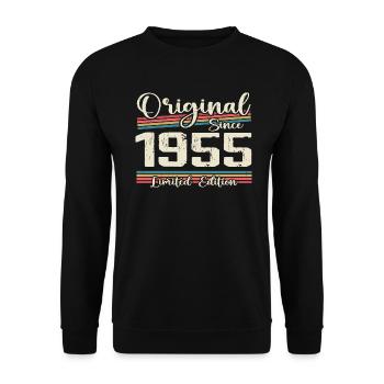 1955 Vintage Retro Geburtstagsgeschenk 1955 - Unisex Pullover - Schwarz - Vorne - Alina (178cm) & Michal (187cm)