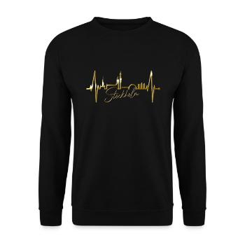 Stockholm Skyline Heartbeat Heart I Love Suède - Sweat-shirt Unisexe - noir - Devant - Alina (178cm) & Michal (187cm)