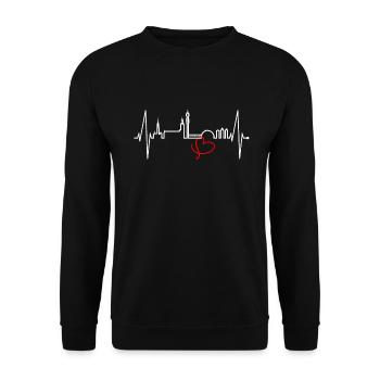 Stockholm Skyline Heartbeat Heart I Love Suède - Sweat-shirt Unisexe - noir - Devant - Alina (178cm) & Michal (187cm)