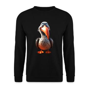 Pelikan Wasservogel Pelican Geschenk Süße Pelikane - Unisex Pullover - Schwarz - Vorne - Alina (178cm) & Michal (187cm)