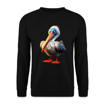 Pelikan Wasservogel Pelican Geschenk Süße Pelikane - Unisex Pullover - Schwarz - Vorne - Alina (178cm) & Michal (187cm)
