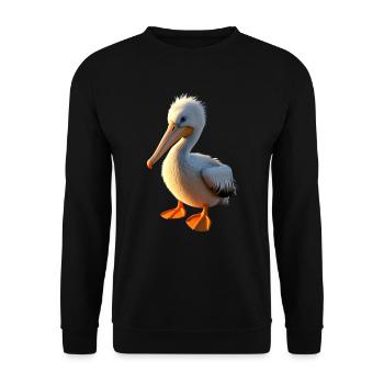 Pelikan Wasservogel Pelican Geschenk Süße Pelikane - Unisex Pullover - Schwarz - Vorne - Alina (178cm) & Michal (187cm)