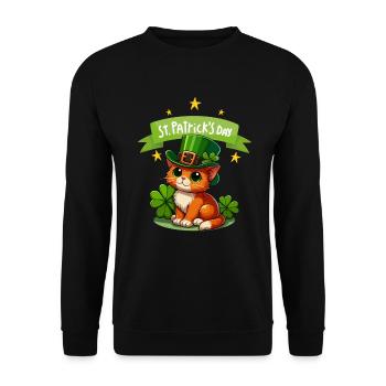 Cat St. Patrick's Day Shamrock Lucky Cute - Unisex Sweatshirt - black - Front - Alina (178cm) & Michal (187cm)