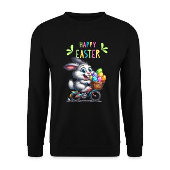 Lapin de Pâques Vélo Oeufs De Pâques Drôle Enfants - Sweat-shirt Unisexe - noir - Devant - Alina (178cm) & Michal (187cm)