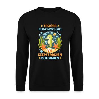Seepferdchen Seestern Meer Schwimmbad Kinder Fun - Unisex Pullover - Schwarz - Vorne - Alina (178cm) & Michal (187cm)