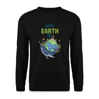 Happy Earth Day whale sea ocean earth nature valuable - Unisex Sweatshirt - black - Front - Alina (178cm) & Michal (187cm)