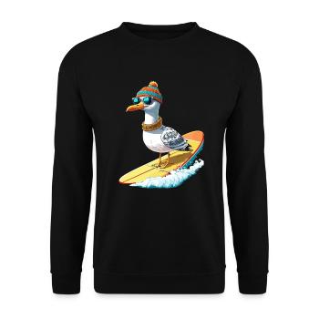 Hambourg Mouette Surf Surfeur Côte Vague Mer Drôle - Sweat-shirt Unisexe - noir - Devant - Alina (178cm) & Michal (187cm)