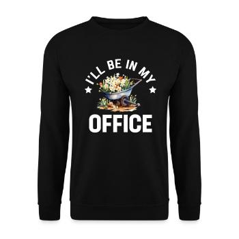 I'll be in my office the Garden Work with Flowers - Unisex Sweatshirt - black - Front - Alina (178cm) & Michal (187cm)